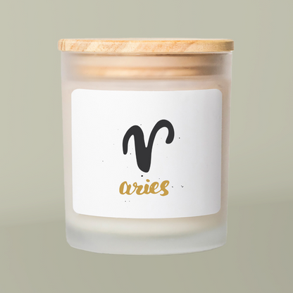 Aries Zodiac Frosted Glass Candle, 11oz | Astrology Gift, Aromatherapy Decor, Birthday Present, Home Fragrance, Spiritual Candle