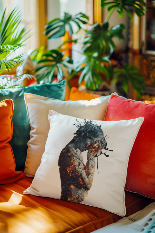 Introspection Artistic Throw Pillow, Home Decor, Boho Decor, Unique Gift, Sofa Cushion, Cozy Living Room Accent