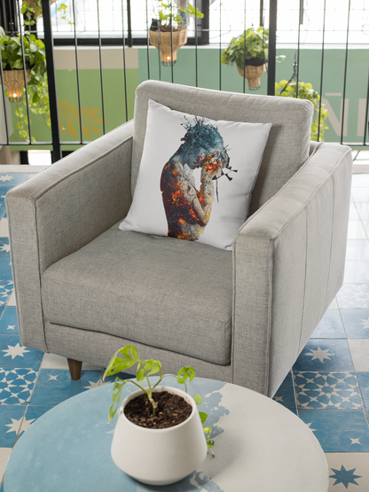 Introspection Artistic Throw Pillow, Home Decor, Boho Decor, Unique Gift, Sofa Cushion, Cozy Living Room Accent