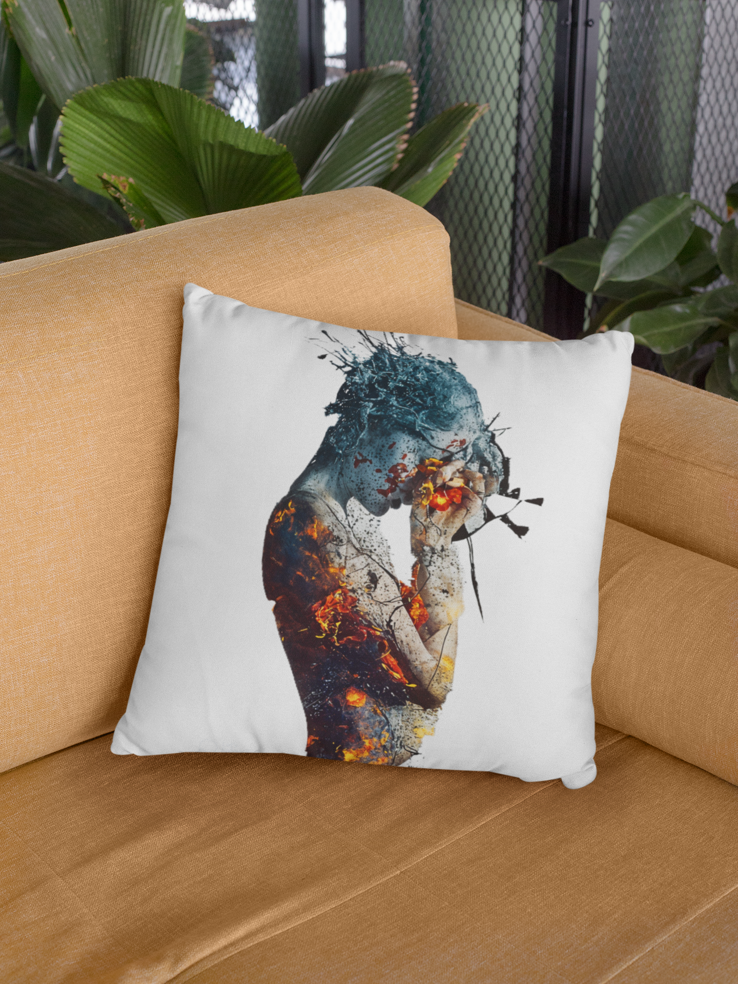 Introspection Artistic Throw Pillow, Home Decor, Boho Decor, Unique Gift, Sofa Cushion, Cozy Living Room Accent