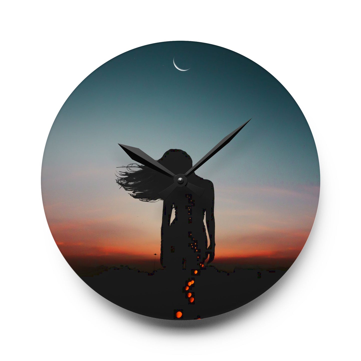 Moon Goddess Serene Acrylic Wall Clock | Home Décor for Dreamy Spaces, Unique Gift for Nature Lovers, Ideal for Weddings or Housewarmings