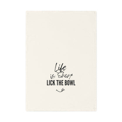 Kitchen Tea Towel, Life is short, Lick the bowl, Flour Sack Dish Towel, Funny Cooking Quote Decor, Farmhouse Kitchen Towel, Housewarming