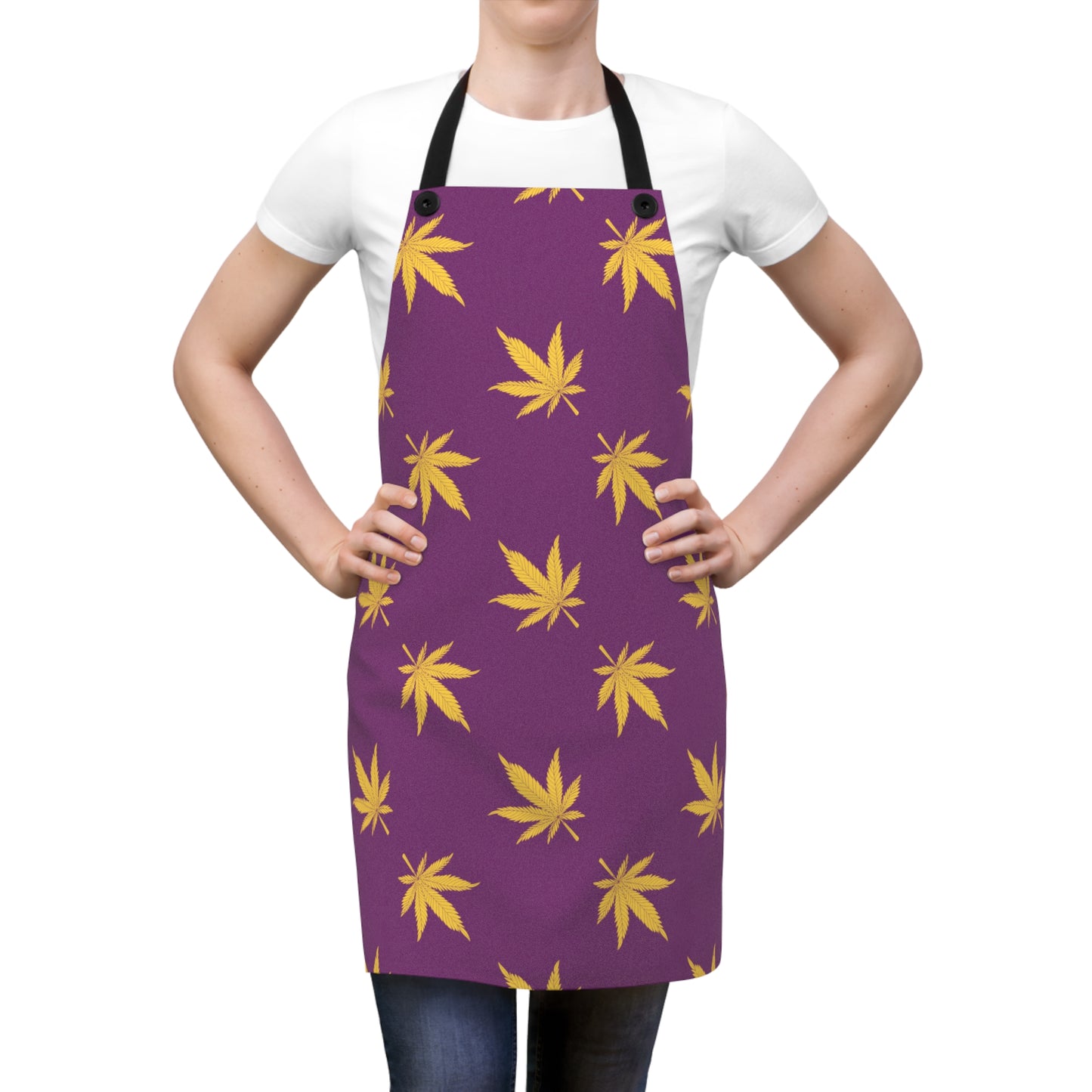 Purple Trendy Cannabis Leaf Apron, Perfect for Cooking, Baking, Grilling, Gifts for Chefs, Eco-Friendly Kitchware