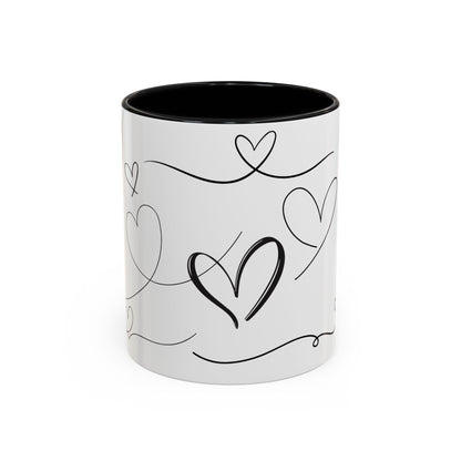 Charming Heart Design Coffee Mug, Sweet Gift for Valentine's Day, Cute Office Mug, Love Themed Drinkware, Cozy Morning Vibes