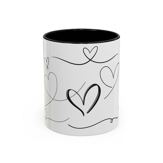Charming Heart Design Coffee Mug, Sweet Gift for Valentine's Day, Cute Office Mug, Love Themed Drinkware, Cozy Morning Vibes