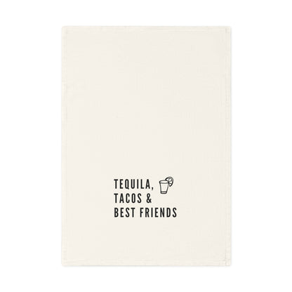 Tequila, Tacos & Best Friends - Funny Cotton Tea Towel, Kitchen Decor, Gift for Foodies, Housewarming Party, Hostess Gift, Brighten Up Your