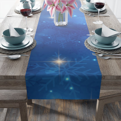Blue Snowflake Stylish Holiday Table Decor - Table Runner (Cotton, Poly)