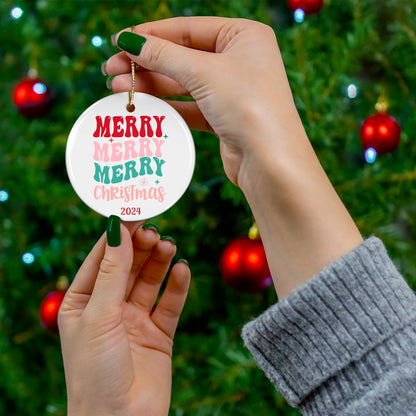 Festive Ceramic Ornament | Merry Christmas Decor | Holiday Keepsake | Personalized Gift | Tree Decoration | 2024