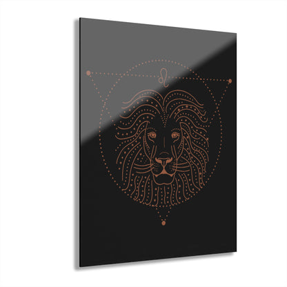 Leo Zodiac Modern Acrylic Print Wall Art, Lion Decor, Animal Lovers Gift, Elegant Home Décor, Unique Artwork for Birthdays, Housewarming