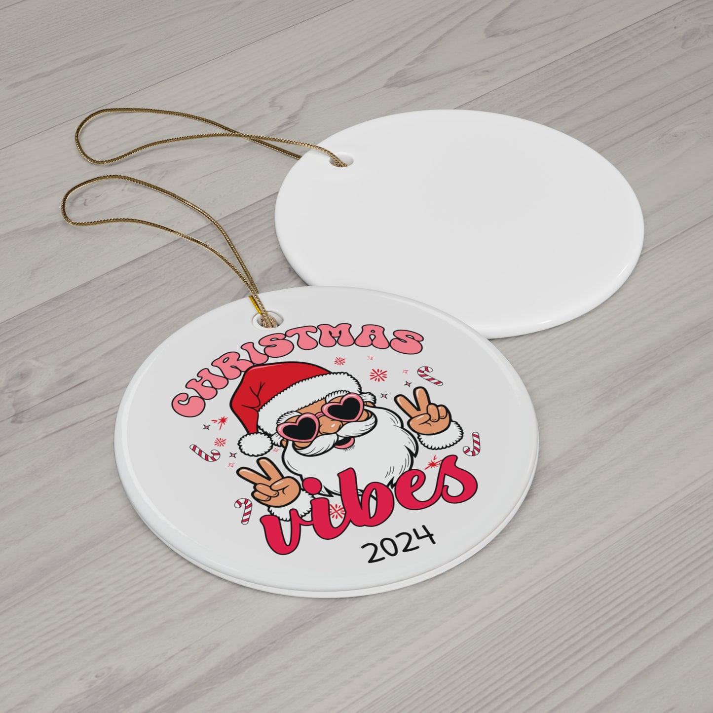 Playful Santa Ceramic Ornament - Christmas Vibes Decoration, Holiday Gift, Tree Ornament, Personalized Keepsake, Festive Decor