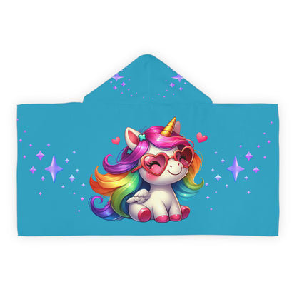 Unicorn Youth Hooded Towel, Cute Bath Towel, Kids Swim Towel, Rainbow Gifts, Toddler Waterwear, Cute Animal Towel - Turquoise