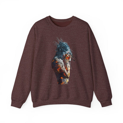Introspective Artistic Nature-Inspired Crewneck Sweatshirt - Cozy Unisex Gift, Art Lover Sweatshirt, Casual Wear, Unique Gift for Her/Him