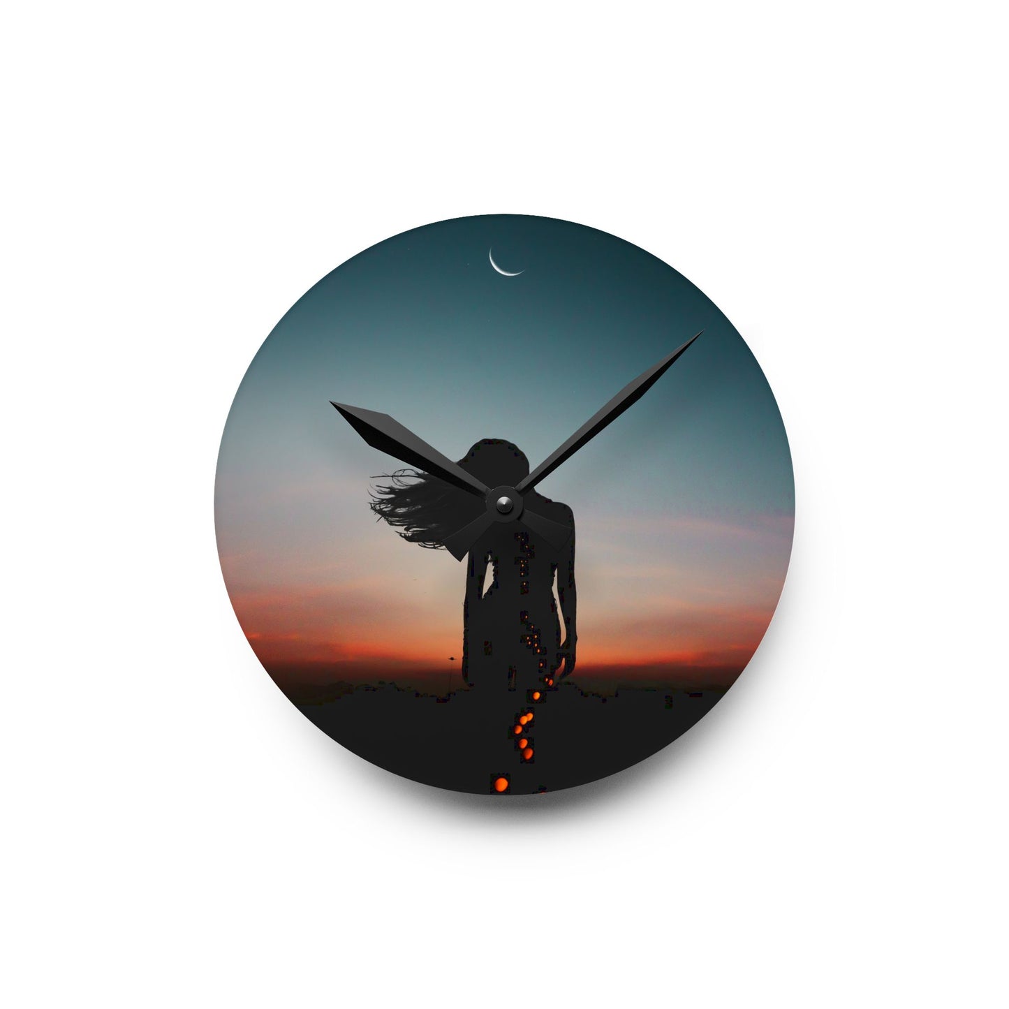 Moon Goddess Serene Acrylic Wall Clock | Home Décor for Dreamy Spaces, Unique Gift for Nature Lovers, Ideal for Weddings or Housewarmings