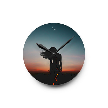Moon Goddess Serene Acrylic Wall Clock | Home Décor for Dreamy Spaces, Unique Gift for Nature Lovers, Ideal for Weddings or Housewarmings