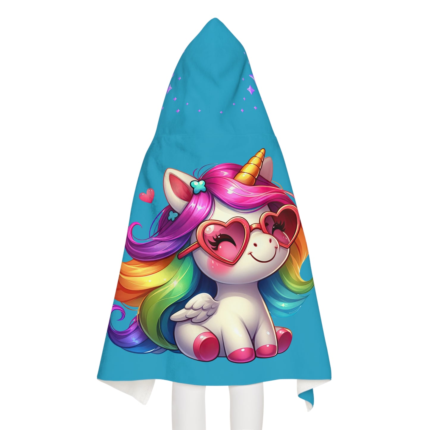 Unicorn Youth Hooded Towel, Cute Bath Towel, Kids Swim Towel, Rainbow Gifts, Toddler Waterwear, Cute Animal Towel - Turquoise