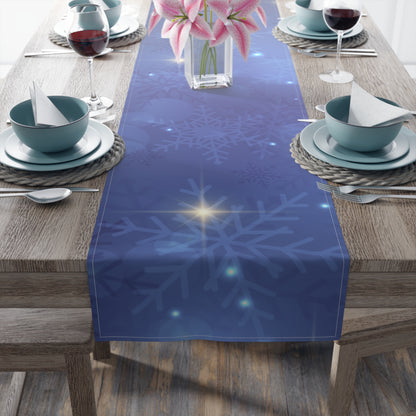 Blue Snowflake Stylish Holiday Table Decor - Table Runner (Cotton, Poly)