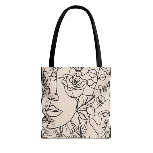 Elegant Floral Tote Bag, Minimalist Canvas Bag, Art Lover's Gift, Everyday Use, Eco-Friendly Shopping Bag, Mother's Day, Bohemian Style