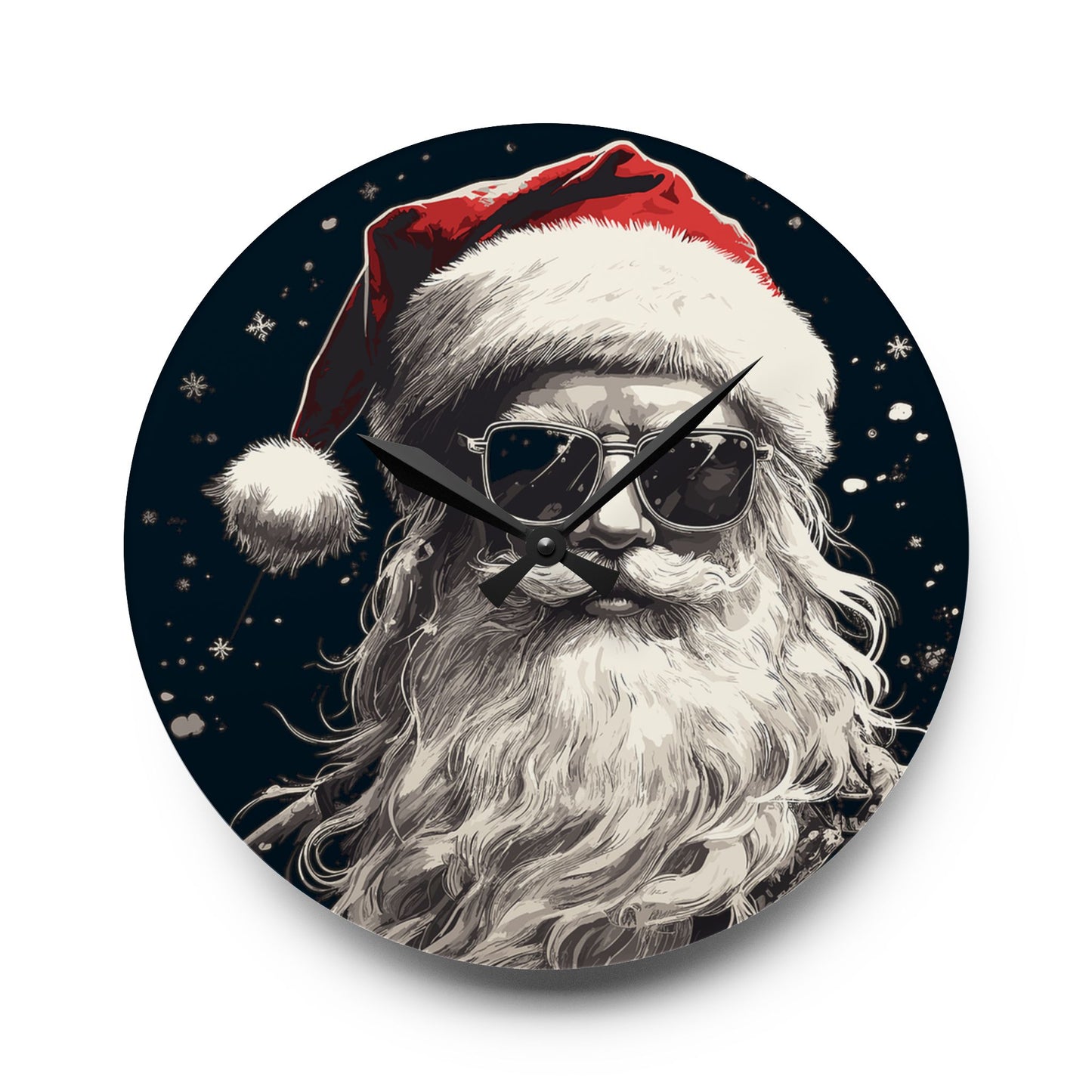 Santa Claus Acrylic Wall Clock, Whimsical Home Decor, Holiday Gift, Christmas Decoration, Santa Wall Art, Unique Timepiece