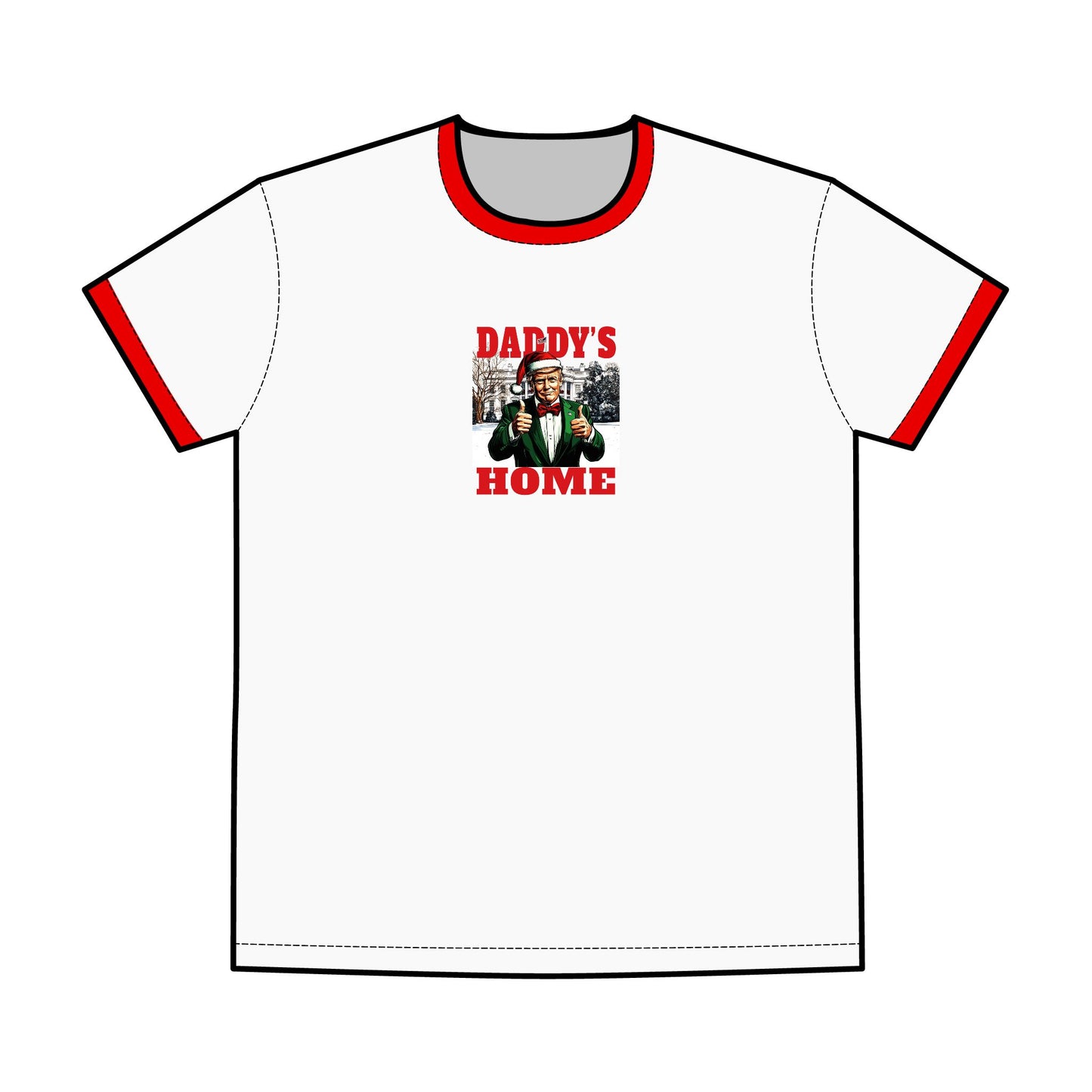 Trump - Funny Daddy's Home Ringer Tee, Casual Fathers Day Gift, Dad Humor Shirt, Summer T-Shirt for Dads, Men's Graphic Tee