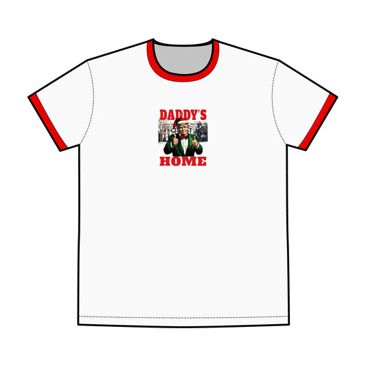 Trump - Funny Daddy's Home Ringer Tee, Casual Fathers Day Gift, Dad Humor Shirt, Summer T-Shirt for Dads, Men's Graphic Tee