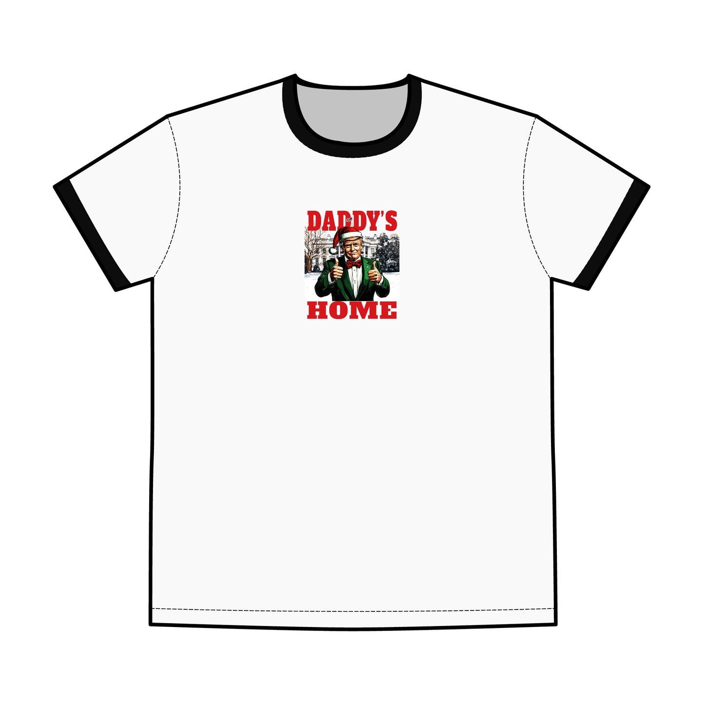 Trump - Funny Daddy's Home Ringer Tee, Casual Fathers Day Gift, Dad Humor Shirt, Summer T-Shirt for Dads, Men's Graphic Tee