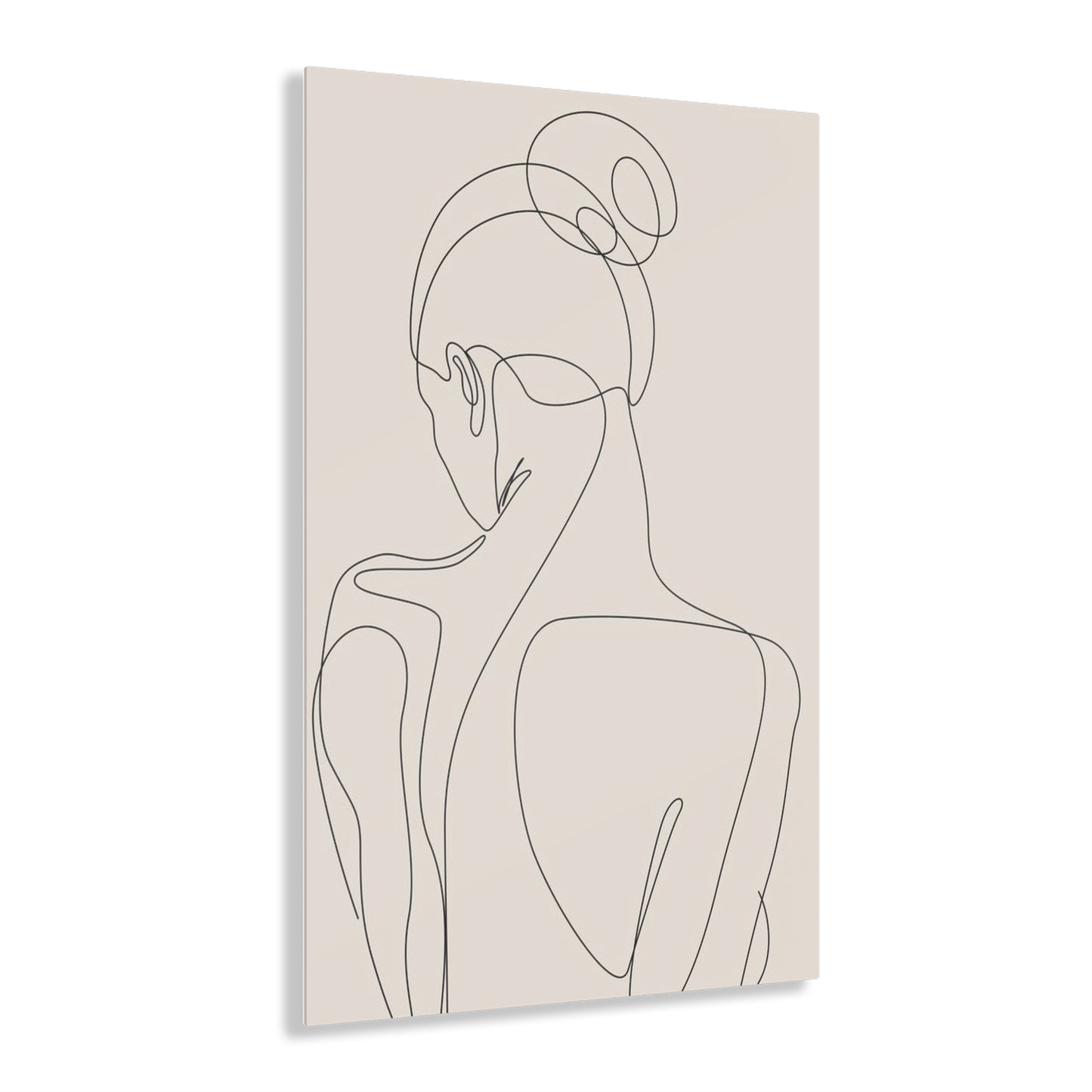 Boho Woman Silhouette - Minimalist Acrylic Print Art, Modern Home Decor, Line Art Wall Art, Contemporary Artwork, Stylish Living Room Accent