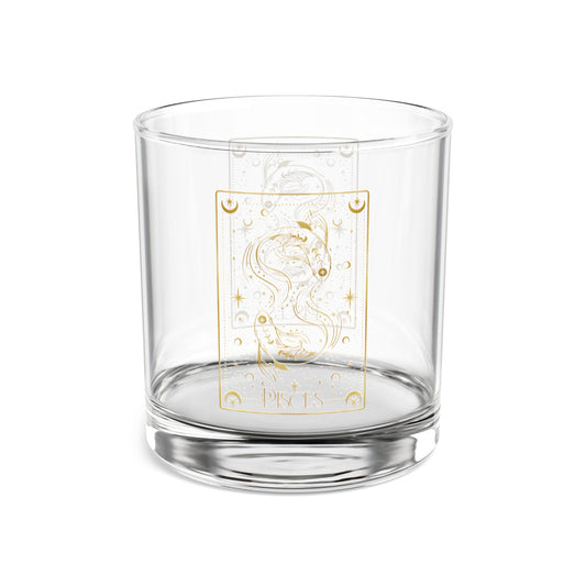 Pisces Zodiac Rocks Glass, Perfect for Astrology Lovers, Unique Gift for Birthdays, Home Barware, 10oz Drinking Glass, Elegant Decor