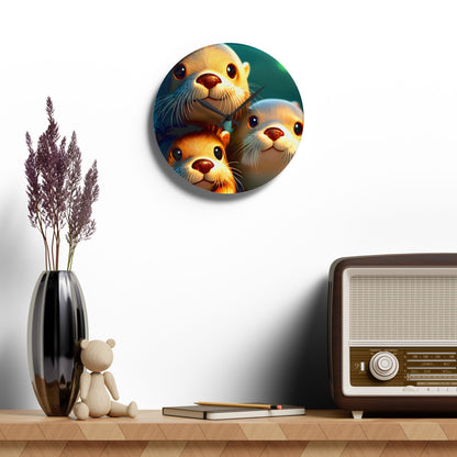 Cute Otter Acrylic Wall Clock, Adorable Home Décor, Unique Gift for Animal Lovers, Kids Room, Nature Enthusiasts, Birthday Decor
