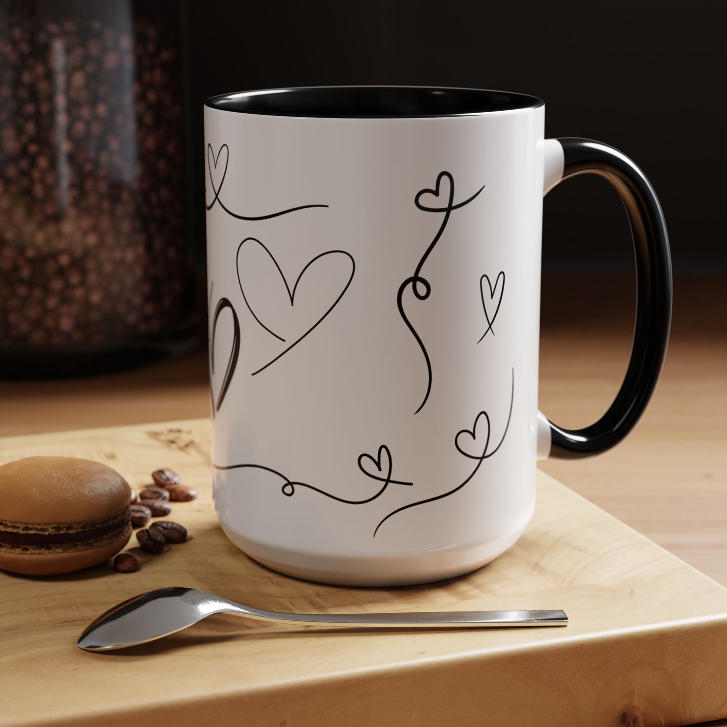 Charming Heart Design Coffee Mug, Sweet Gift for Valentine's Day, Cute Office Mug, Love Themed Drinkware, Cozy Morning Vibes