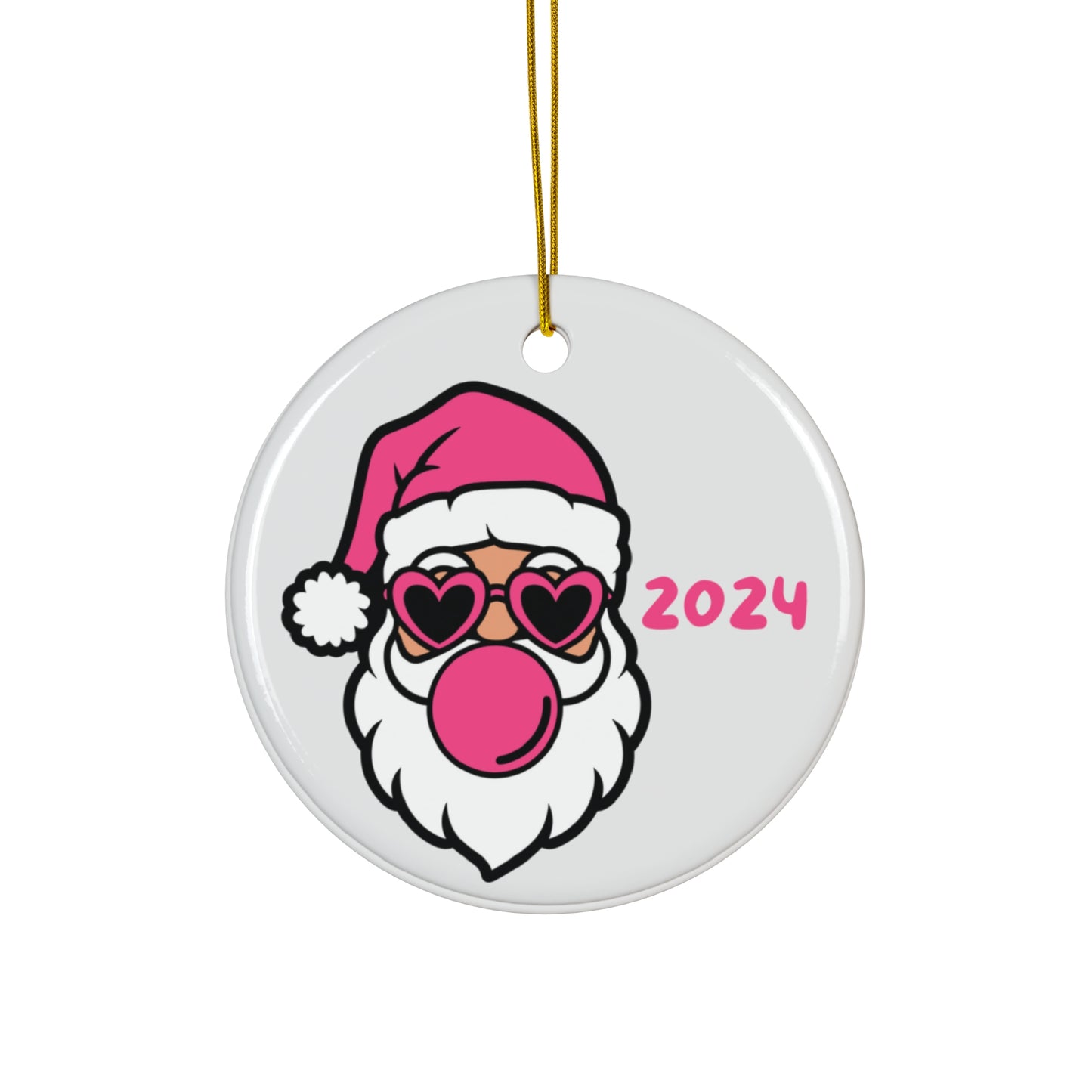 Bubble Gum Whimsical Santa Ornament, Fun Christmas Decor, Holiday Gift, Unique Tree Decoration, 2024 Keepsake, Festive Home Accent