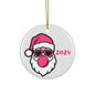 Bubble Gum Whimsical Santa Ornament, Fun Christmas Decor, Holiday Gift, Unique Tree Decoration, 2024 Keepsake, Festive Home Accent