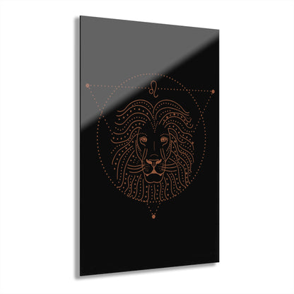 Leo Zodiac Modern Acrylic Print Wall Art, Lion Decor, Animal Lovers Gift, Elegant Home Décor, Unique Artwork for Birthdays, Housewarming