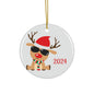 Cute Reindeer Ceramic Ornament - 2024 Christmas Decoration, Holiday Gift, Unique Tree Decor, Festive Keepsake, Winter Wonderland