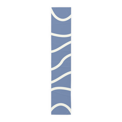 Stylish Blue and Cream Modern Minimalist Design, Dining Accent - Table Runner (Cotton, Poly)