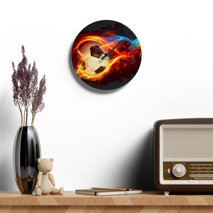 Flaming Soccer Acrylic Wall Clock - Perfect for Sports Fans, Gift for Soccer Lovers, Decorative Wall Art, Kids Room, Game Day Decor