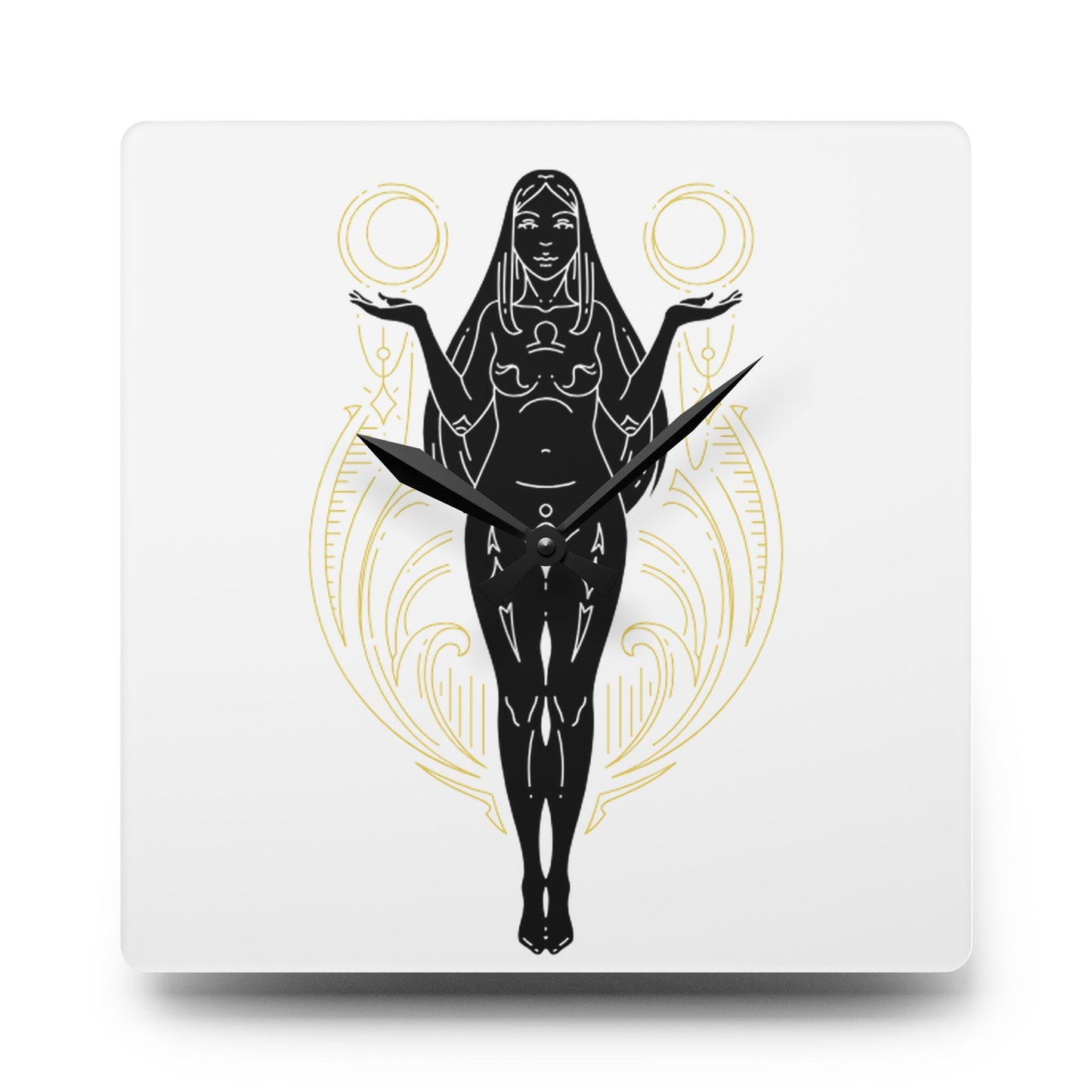Libra Zodiac Elegant Goddess Acrylic Wall Clock | Unique Home Decor, Artful Timepiece, Gift for Her, Boho Wall Art, Modern Living Room