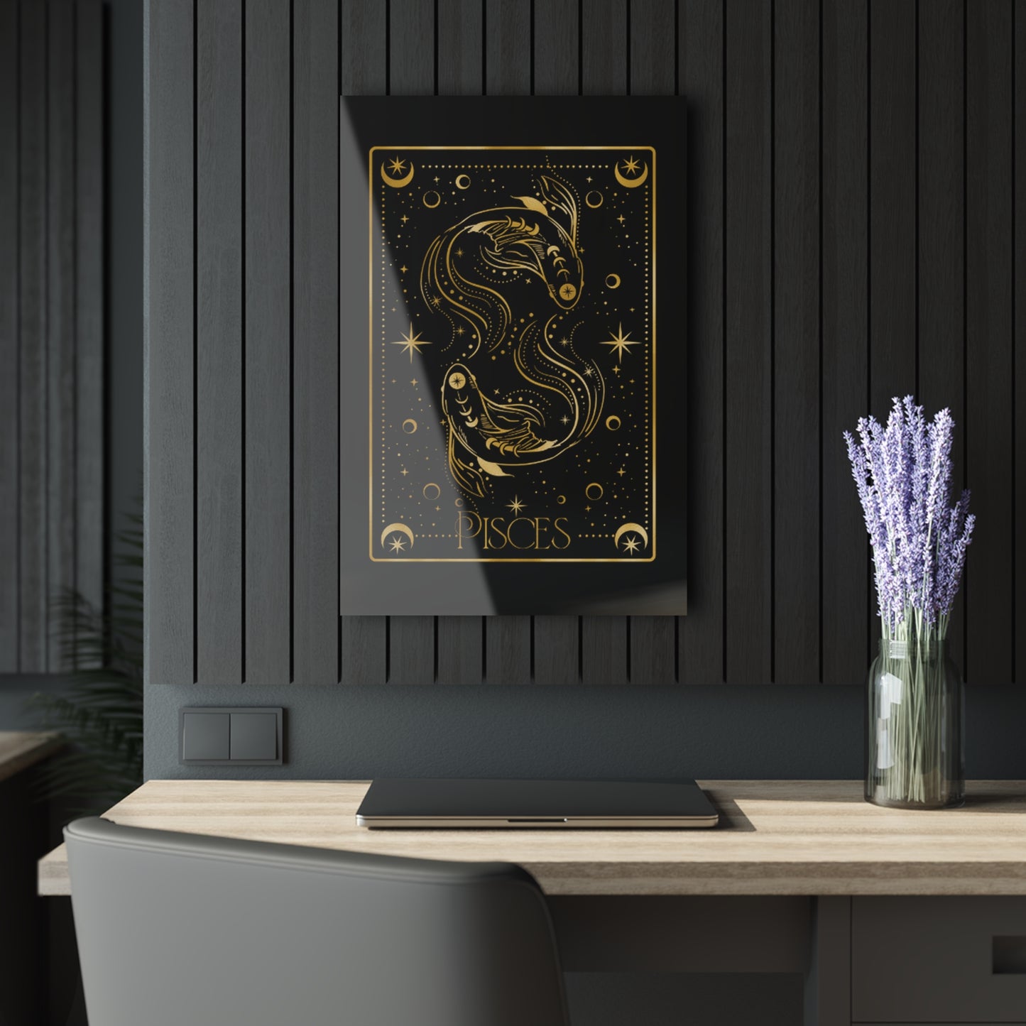 Pisces Zodiac Acrylic Print, Zodiac Wall Art, Horoscope Decor, Elegant Home Decor, Astrology Gift, Modern Wall Hanging