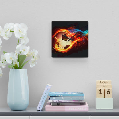 Flaming Soccer Acrylic Wall Clock - Perfect for Sports Fans, Gift for Soccer Lovers, Decorative Wall Art, Kids Room, Game Day Decor