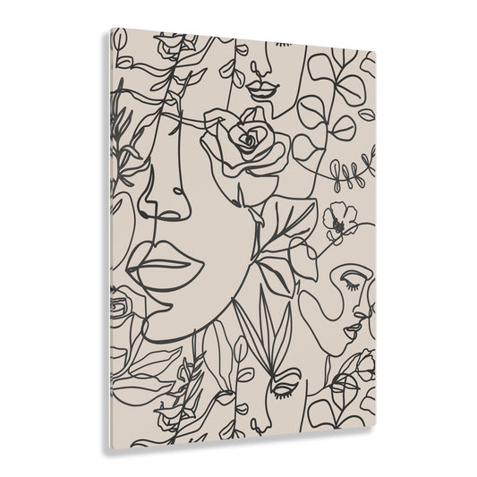 Boho Women Faces - Stylish Line Art Acrylic Prints for Modern Decor, Minimalist Home Wall Art, Gift for Art Lovers, Perfect for Any Room