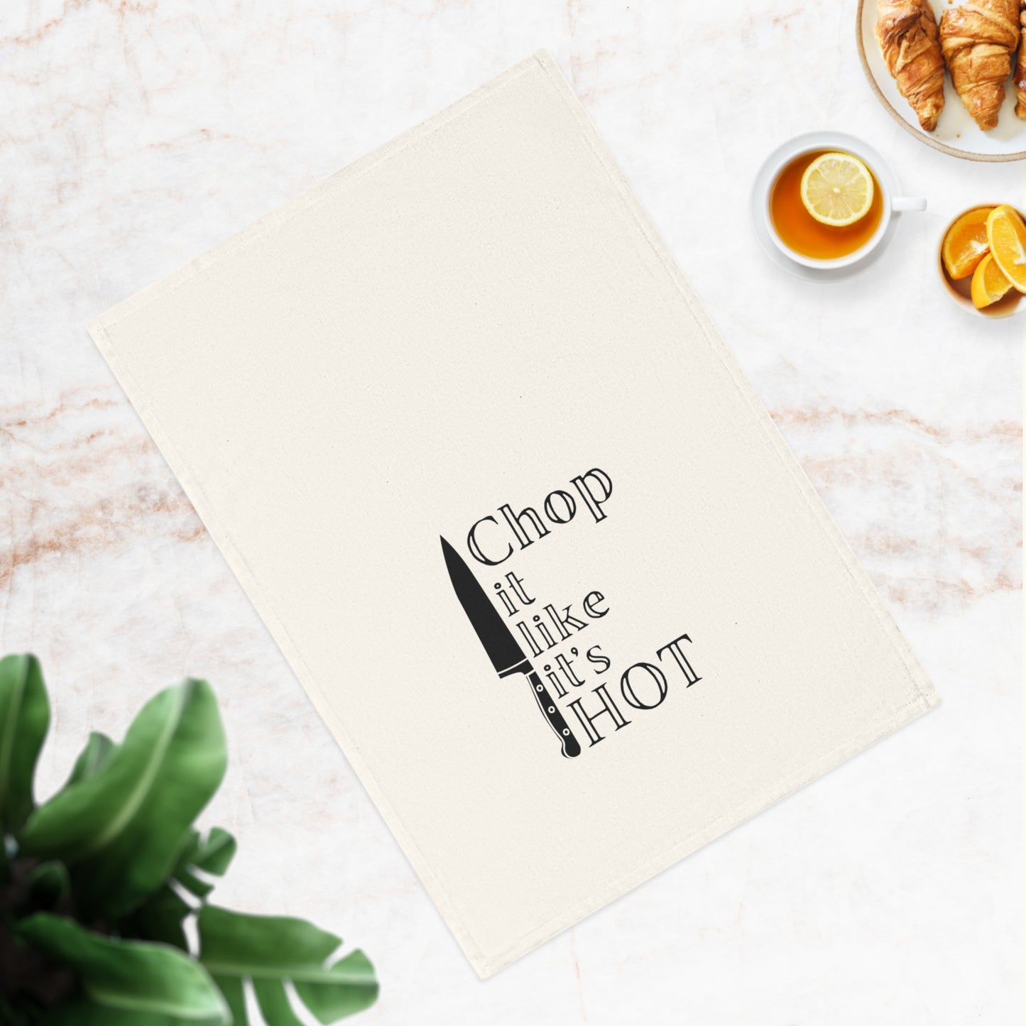Chop It Like It's HOT - Cotton Tea Towel, Funny Kitchen Decor, Gift for Chefs, Home Cooking, Kitchen Essentials, Culinary Humor