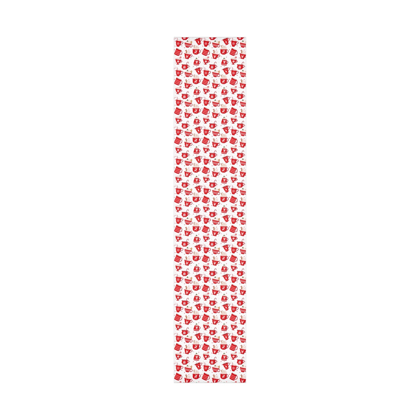 Christmas Mugs, Holiday Gift Wrap Paper, Hot Cocoa Cups, Festive Drinkware, Gingerbread Patterned, Red and White Decor, Xmas Party Supplies