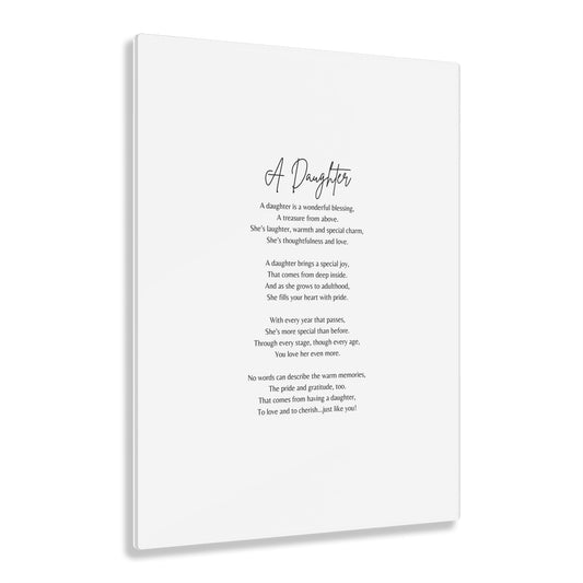 A Daughter -  Acrylic Print for Daughters: Heartfelt Gift, Wall Art, Inspirational Quote Decor, Birthday Gift, Mother's Day