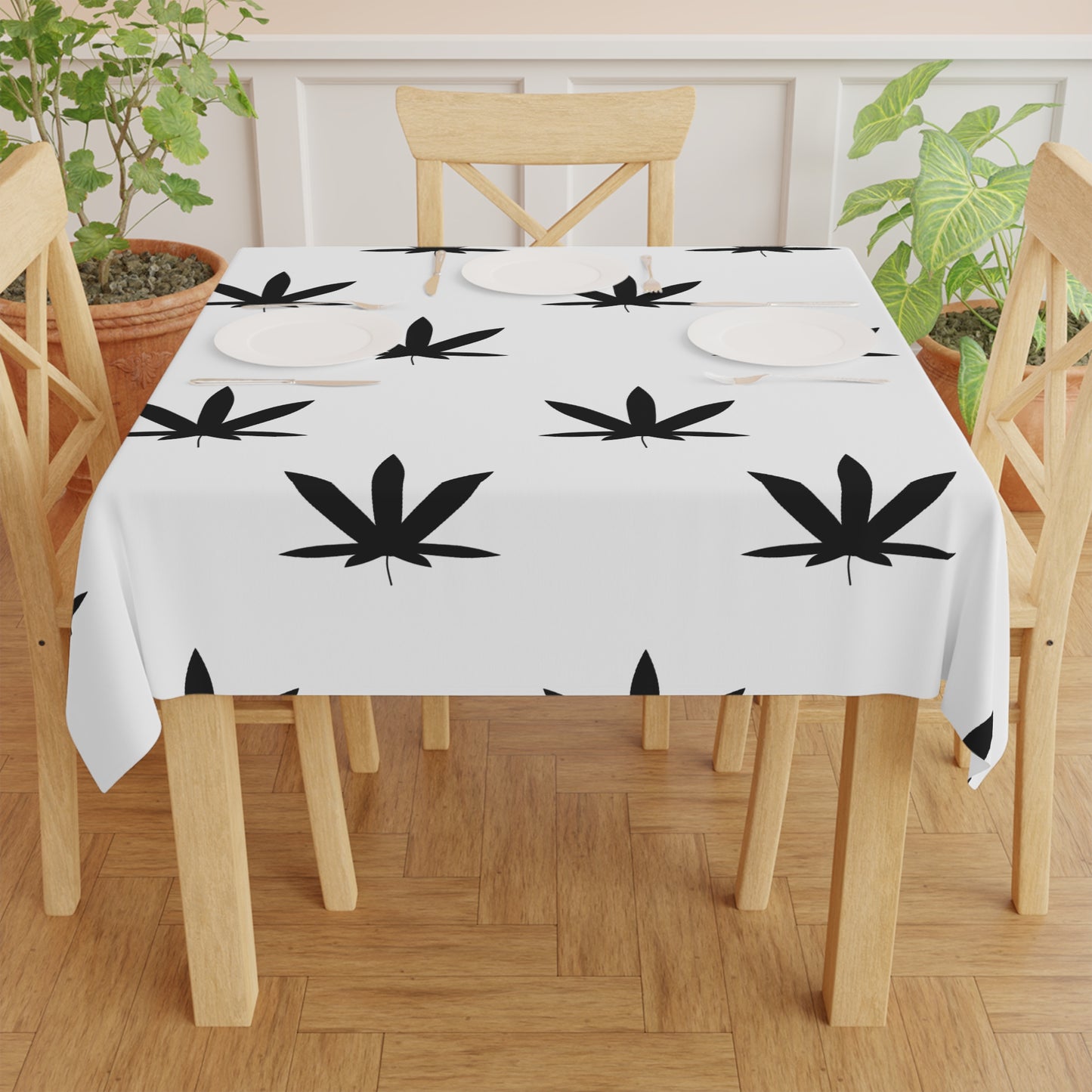 Chic Cannabis Leaf Tablecloth, Modern Home Decor, Dining Table Cover, Party Decoration, Unique Gift, Boho Style