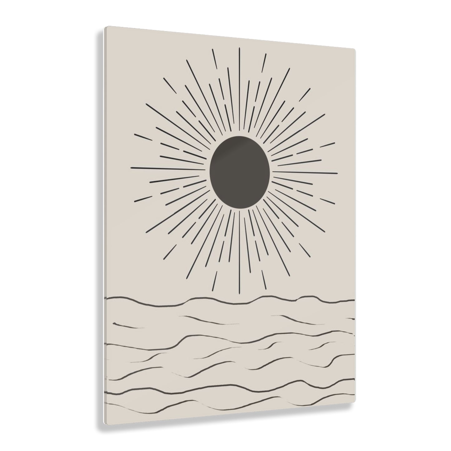 Boho Sun - Minimalist Acrylic Wall Art Print, Modern Sun and Waves Decor, Coastal Room Accent, Gift for Beach Lovers, Wall Decor for Home