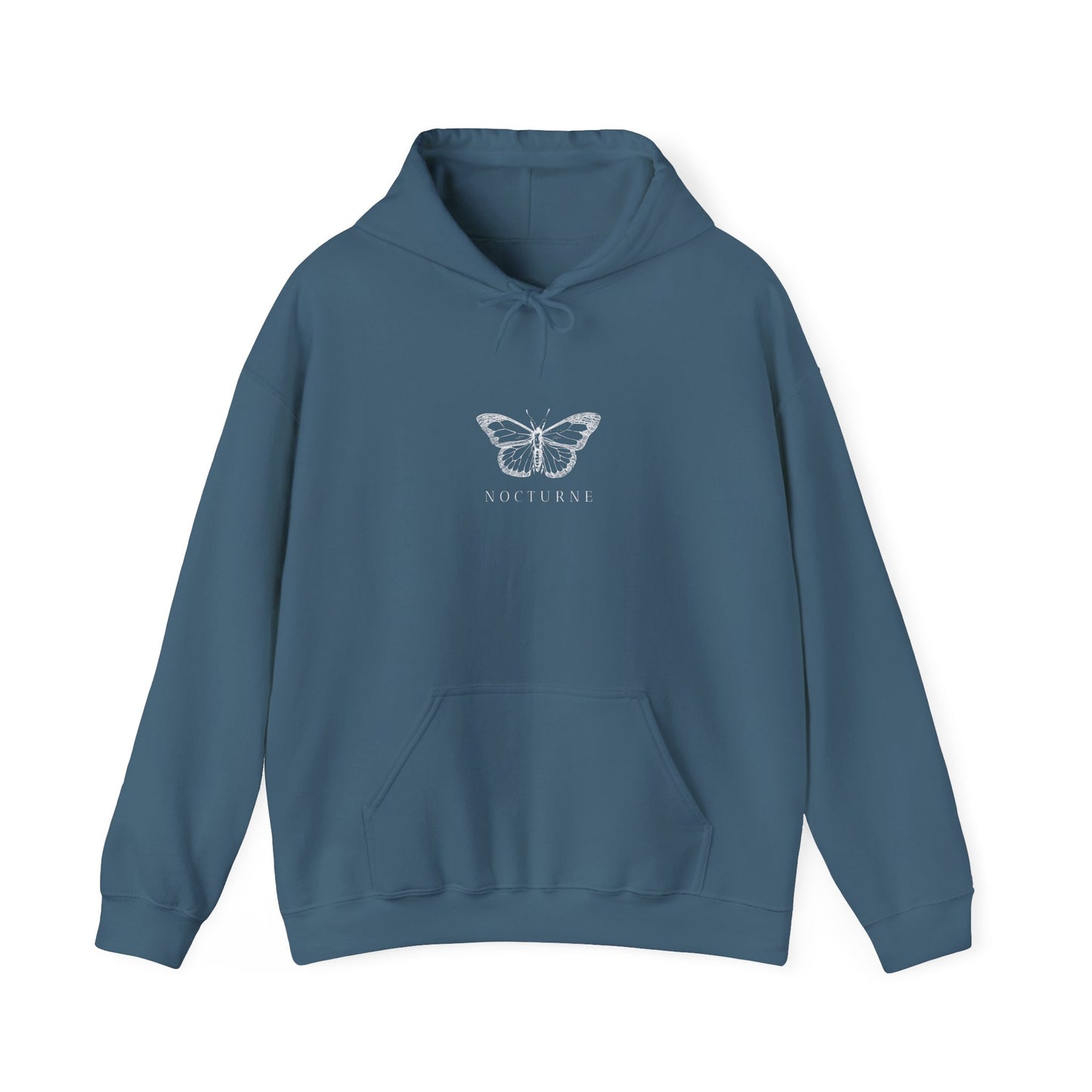 Nocturne Butterfly Sweatshirt, Cozy Unisex Hooded Pullover, Gift for Nature Lovers, Autumn Apparel, Layering Sweatshirt