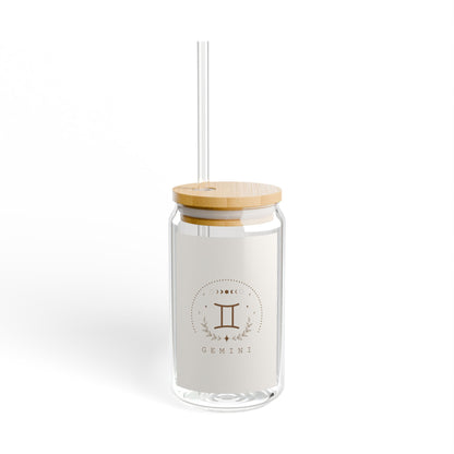 Gemini Sipper Glass, Zodiac Drinkware, Astrology Gift, Eco-Friendly Cup, 16 oz Water Glass, Birthday Present, Home Barware