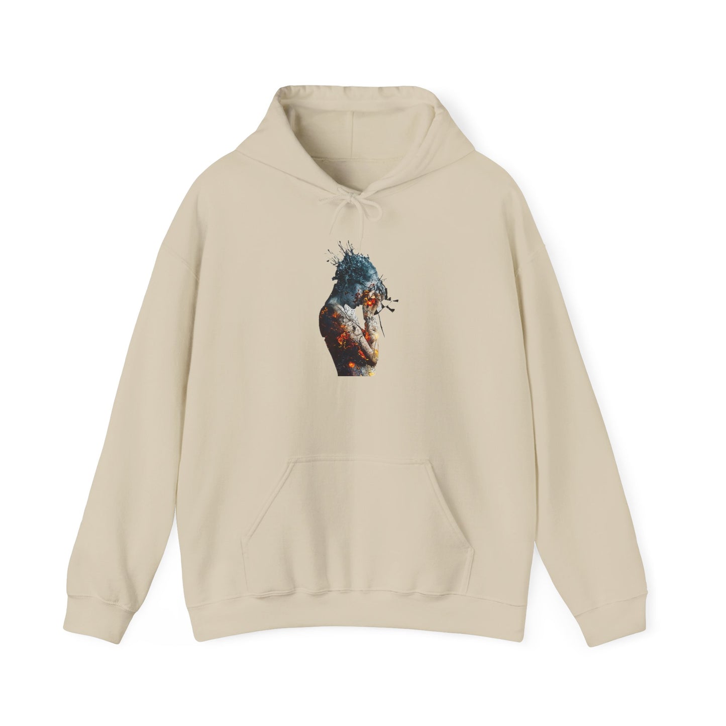 Introspective Artistic Unisex Hooded Sweatshirt, Cozy Streetwear, Unique Gift for Artists, Casual Wear, Perfect for Fall & Winter