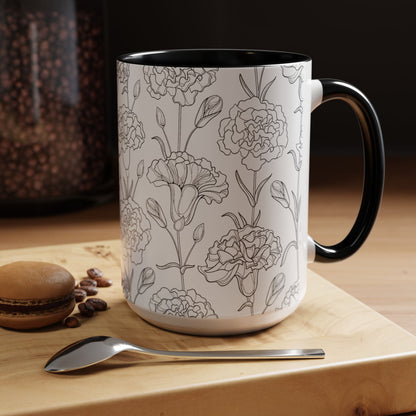 Floral Printed Coffee Mug, Stylish Drinkware for Home, Gift for Plant Lovers, Elegant Office Accessory, Mothers Day Present, Tea Cup