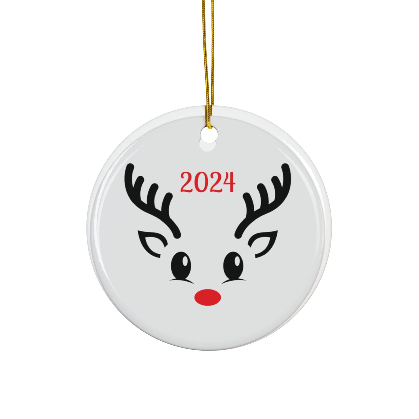 Reindeer Face Ceramic Ornament, Holiday Decor, Christmas Keepsake, Personalized Decoration, Winter Gifts, 2024 Ornament