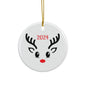 Reindeer Face Ceramic Ornament, Holiday Decor, Christmas Keepsake, Personalized Decoration, Winter Gifts, 2024 Ornament